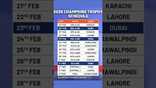 ICC Champions Trophy 2025 Schedule | Champions Trophy 2025 Schedule Time Table