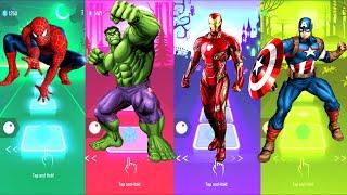 Spiderman  Hulk  Iron Man  Captain America | Marvel Heroes | Tiles Hop Fun Ball