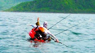 Kayak Fishing Client DRUG OVERBOARD by Huge Fish!