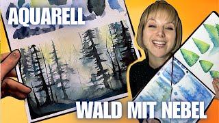 Aquarell Malen Lernen WALD MIT NEBEL KreAktiv Kalender 2/24️