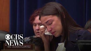 Alexandria Ocasio-Cortez tears up while hearing story of child who died after being held by ICE