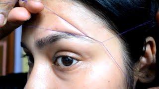 2 min eyebrow Treading at home/easy and quick method to groom eyebrows at home/eyebrow shaping