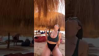 Kira Clark on beach Big cups size tits huge breast natural boobs busty girl erotic giant melons