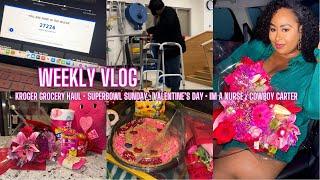 WEEKLY VLOG: BEYONCE TICKET CHAOS| CALL ME NURSE C |SUPER BOWL PREP| CLOSET CLEANOUT| KROGER HAUL