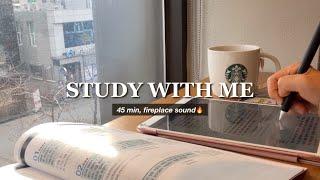 A Motivational Study With Me (45 min, crackling fireplace sound)