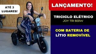 Lançamento! Triciclo elétrico Joy tri com bateria de Lítio removível!