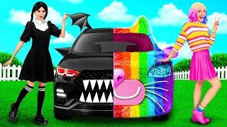 Rainbow Car vs Black Car Challenge | Funny Moments by ChallengeTeen