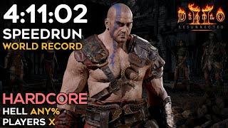 HELL HARDCORE BARBARIAN SPEEDRUN IN 4 HOURS AND 11 MINUTES (WORLD RECORD) | DIABLO 2 RESURRECTED