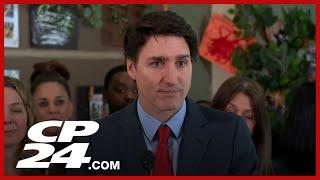 Trudeau tears up during child care announcement in Ottawa