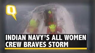 Indian Navy’s All-Woman Crew Aboard INSV Tarini Brave Pacific Storm | The Quint