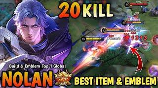 20 Kills New Hero Nolan Best Build and Emblem (ONE SHOT DELETE) - Build Top 1 Global Nolan
