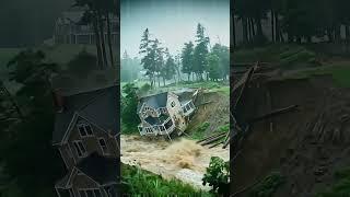 A villa collapsed due to wind, rain and landslides
