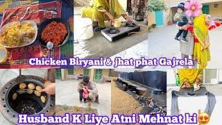 Chicken Biryani & jhat phar Gajrela Recipe Husband k Liye Atni Mehnat ki | Life in Village