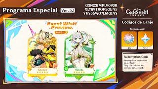 5.1 PROGRAMA ESPECIAL, BANNERS, CÓDIGOS DE CANJE, PERSONAJE GRATIS, RECOMPENSAS GRATIS - Genshin