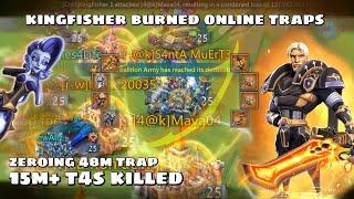 KingFisher BURNS ONLINE TRAPS IN CHARLICE RAID! 48M TRAP ZEROED WITH 15M+ T4s! Lords Mobile