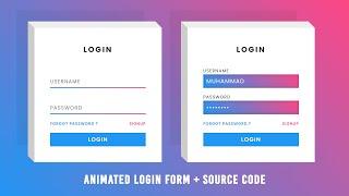 Animated Login Page using Html and CSS | Floating Placeholder Text Animation