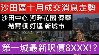 沙田區2手屋苑十月成交走勢消息 樓市最新成交 沙田中心 河畔花園 偉華 希爾頓 好運 新城市廣場 第一城最新成交呎價8XXX!! 十月又話大升市!!最後都係跌!! 樓市分析 樓盤傳真 每日樓市 202