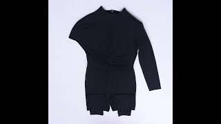Black Jumpsuit Irregular Turtleneck: Waistless Long Sleeve Slim Fit One-Piece for Women
