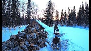 Жизнь и быт в тайге. Запасаемся дровами. Таёжная кухня.