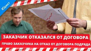 Договор подряда. Заказчик отказался от договора. Право заказчика на отказ от договора.