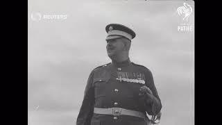 UK: RSM RONALD BRITTAIN'S LAST PARADE AT ALDERSHOT BEFORE RETIREMENT (1954)