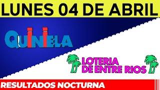 Resultados Quinielas nocturnas de Córdoba y Entre Rios Lunes 4 de Abril