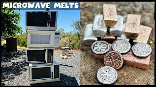 Microwave MeltDown - Copper Bronze Cast Iron Casting - ASMR Metal Melting - Trash To Treasure