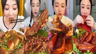 Spicy Pork Belly Mukbang Chinese Braised Pork Eating Challenge Asmr Eating Sounds