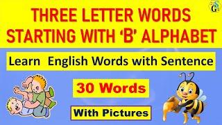 Three Letter Words Starting with ‘B’ Alphabet | B Letter Words | 3 Letter Words from B Alphabet |