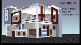 Modern House | how to create 3d house in adobe illustrator