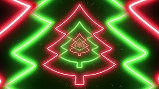 Red and green Christmas tree VJ loop neon glow Xmas video background 4k 60fps