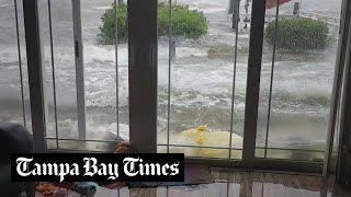 A Redington Shores man documents Hurricane Helene storm surge ramming his house