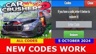 *NEW CODES* [NEW Graphics!] Car Crushers 2 - Physics Simulation ROBLOX | ALL CODES | OCTOBER 5, 2024