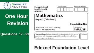 2023 Exam Revision Edexcel Foundation GCSE paper 2 calculator - questions 17 - 21