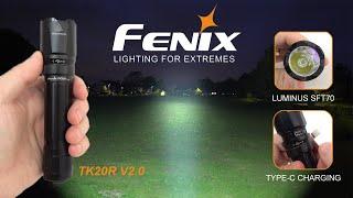 FENIX TK20R V2.0 rechargeable tactical flashlight - 3000 lumens, 475m beam distance, dual switch