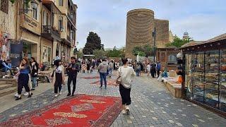 Walking the old town Icheri Sheher. Carpet festival Baku