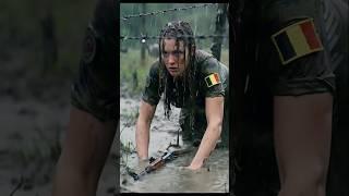 "AI War Film – Belgian Female Soldier’s Extreme Rain Training (Mud, Combat, March)"
