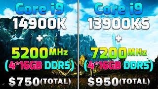 Core i9 14900K + 5200MHz DDR5 vs Core i9 13900KS + 7200MHz DDR5 | PC Gameplay Tested