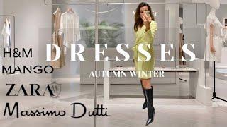 TOP 9 FALL DRESSES |MASSIMO DUTTI ZARA,MANGO,H&M HAUL TRY ON|