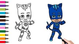 How to draw Conner Catboy. PJ Masks. | Рисуем Коннор Кэтбой Герои в масках. | 怎样画康诺猫小子简笔画睡衣英雄