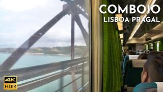 Lisbon train to Pragal, Ponte 25 de Abril viagem de comboio 4K HDR