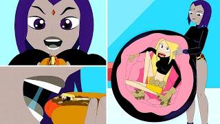 WAIT RAVEN!! SHE'S NOT FOOD!!! ️ (Teen Titans Buffet)