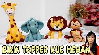 Cara Membuat Topper Kue bentuk Hewan dari Fondant : Singa, Jerapah, Gajah dan Monyet