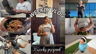 WEEKLY VLOG // 21 weeks pregnant, workouts, what I'm eating + busy work days
