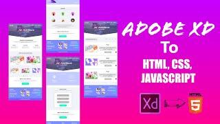 ADOBE Xd to HTML,CSS & JavaScript | Designing Web Design in ADOBE XD | Export Design To HTML