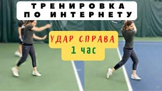 Online занятие по forehand (удар справа) в теннисе. Начали с главной части / Петр и Марина