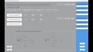 "WinForms: Systems of Two Linear Equations by Determinants" | Visual Studio C++ | PTI