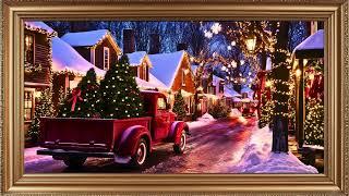 4k Frame TV Art Screensaver Wallpaper | Cozy Vintage Christmas Village Screensaver ️