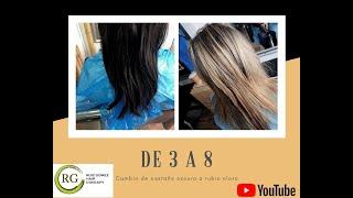 Como pasar de #castaño oscuro a #rubio claro en una sola #decoloración de #tahe y #olaplex