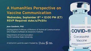 SciComm Lunch & Learn: A Humanities Perspective on Vaccine Communication